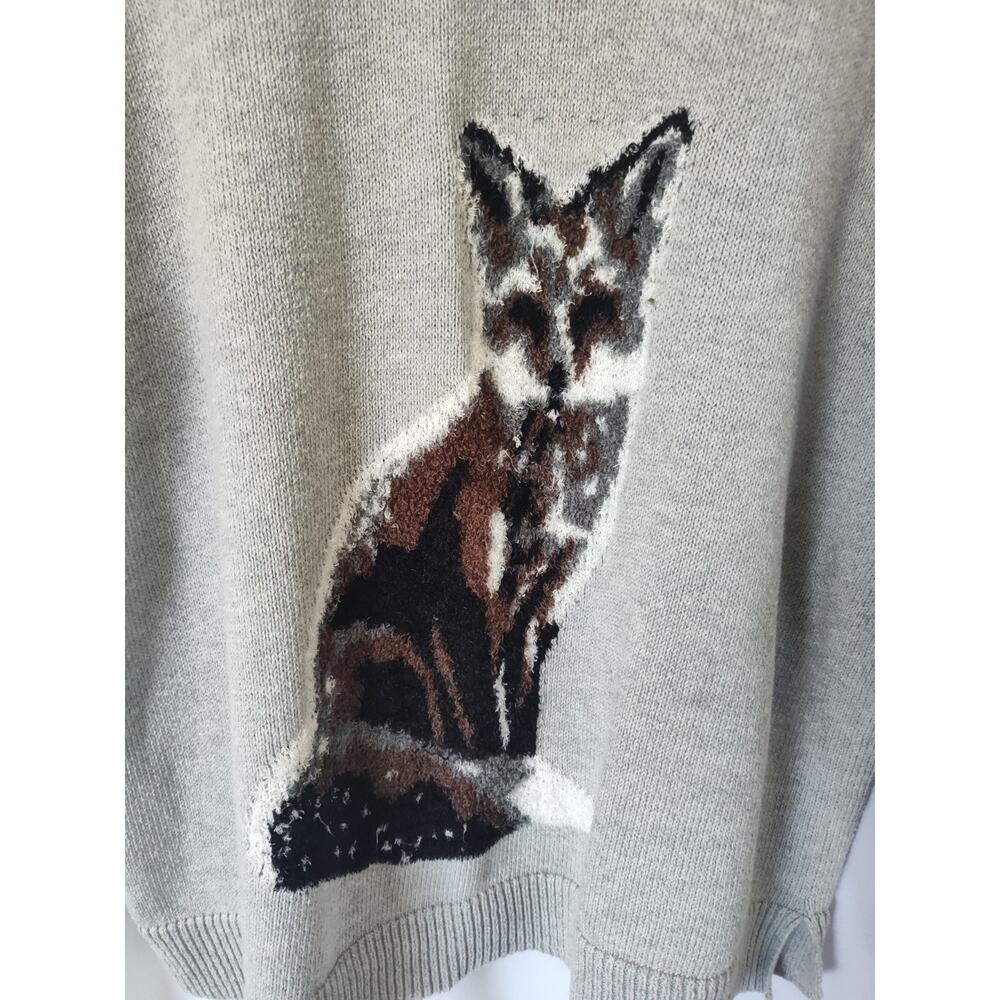Lane Bryant Gray Animal Print Tight-Knit Crew Neck Fox Pullover Sweater 18 - Picture 2 of 11
